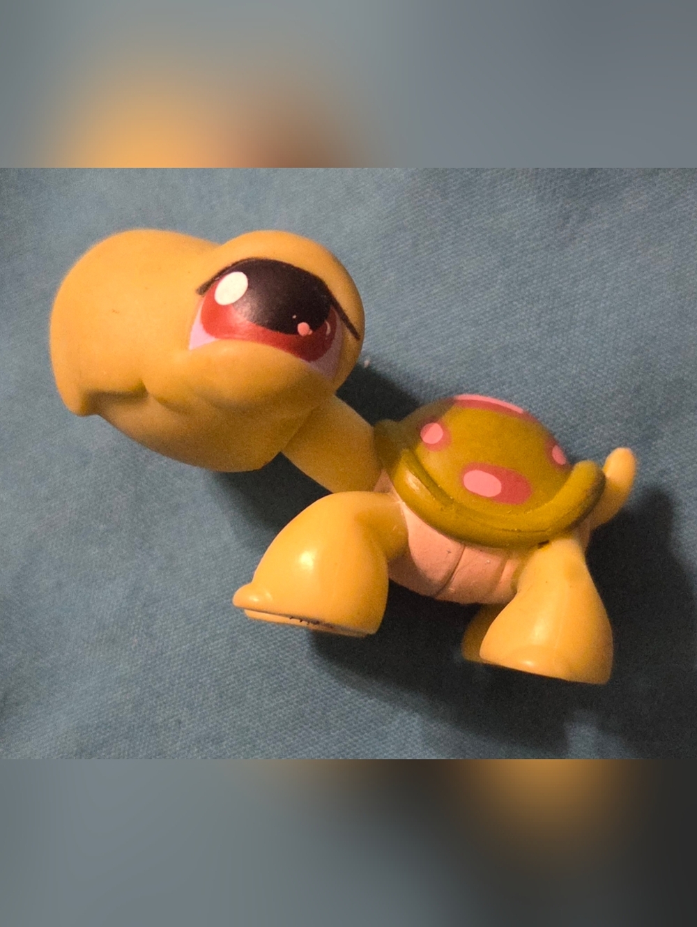 Vintage Littlest Pet Shop #7 Green Turtle Pink Shell Spots Authentic LPS